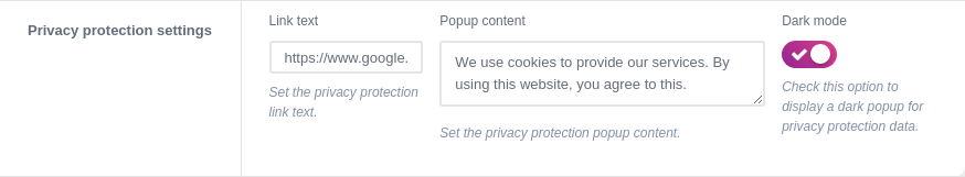 Privacy Protection Settings