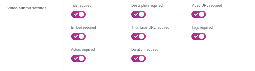 Video Submit Settings