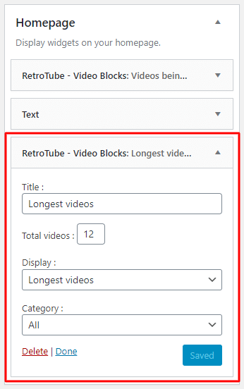 Longest videos - RetroTube video block widget