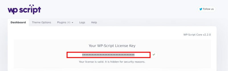 2. Select the current license key
